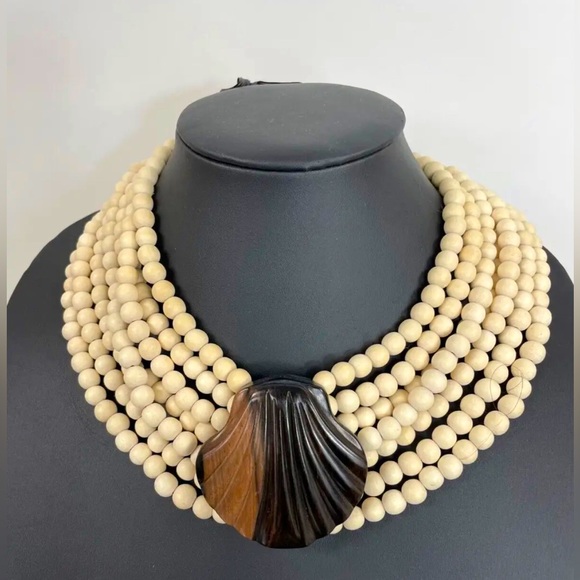 Tory Burch Jewelry Tory Burch Unique Wooden Shell Necklace Poshmark